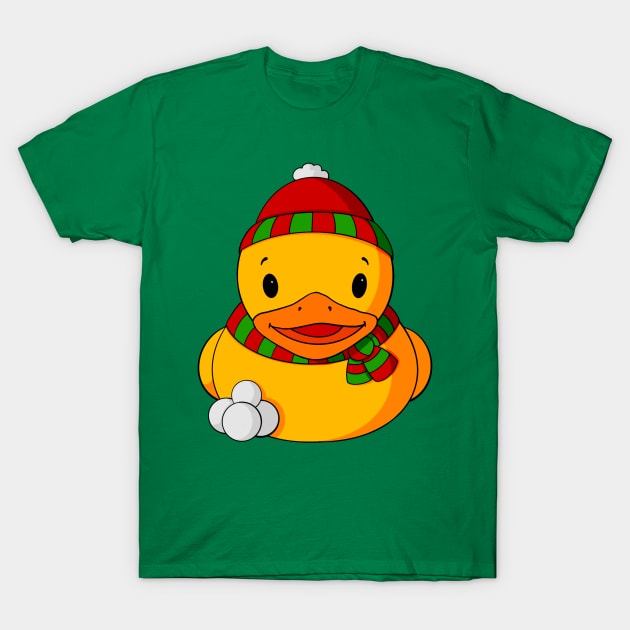 Snowball Fight Rubber Duck T-Shirt by Alisha Ober Designs